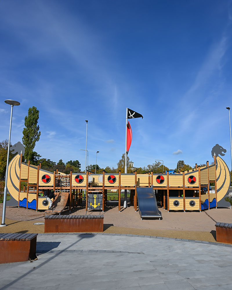 A large viking boat as a playground unit.